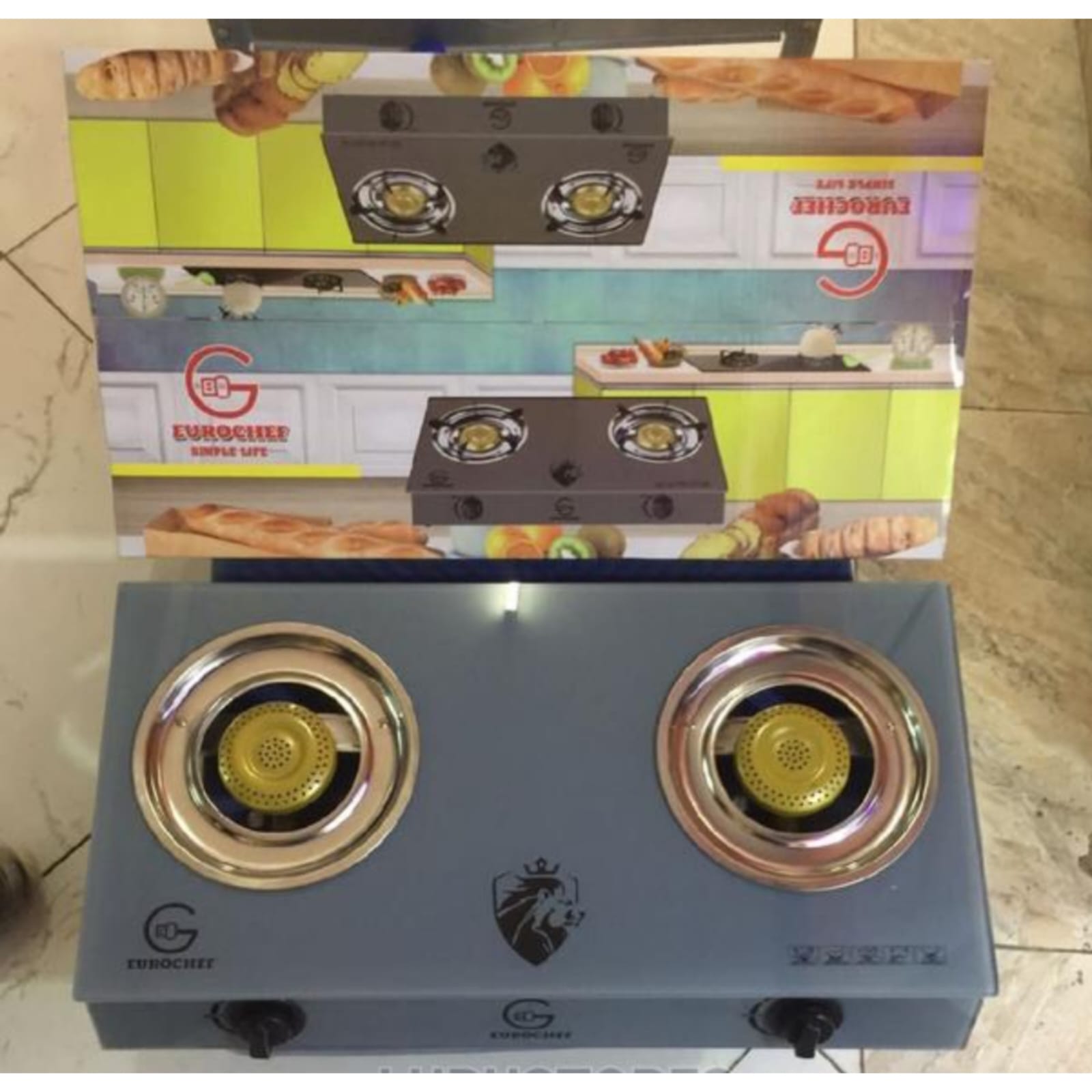 EUROCHEF 2 BURNER TABLE TOP COOKER WITH A STRONG GLASS