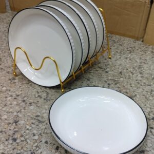 6PCS SET OF 8" CONCISE CERAMIC DINNER PLATES