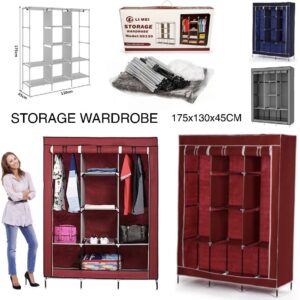 3 COLUMN PORTABLE METALLIC WARDROBE
