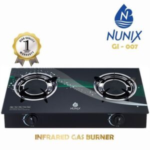 Nunix (GL-007) 2 Burner Low Gas Consumption Glass Top Table Infrared Cooker