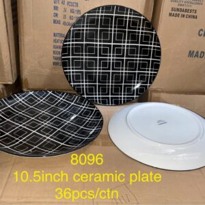 6 PCS SET OF 10.5" CHECKED CERAMIC PLATES