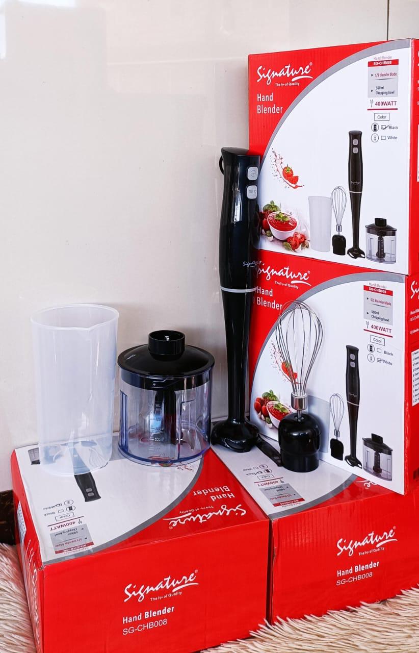 SIGNATURE 4 IN 1 HAND BLENDER - With Chopper, whisk, Measuring cup For Mixing Baby food, Mince, Whisk chop