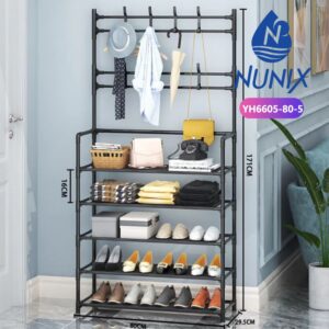 NUNIX 5 LAYER ALL IN ONE SHOE RACK WITH COAT, BAG & CAP HANGERS