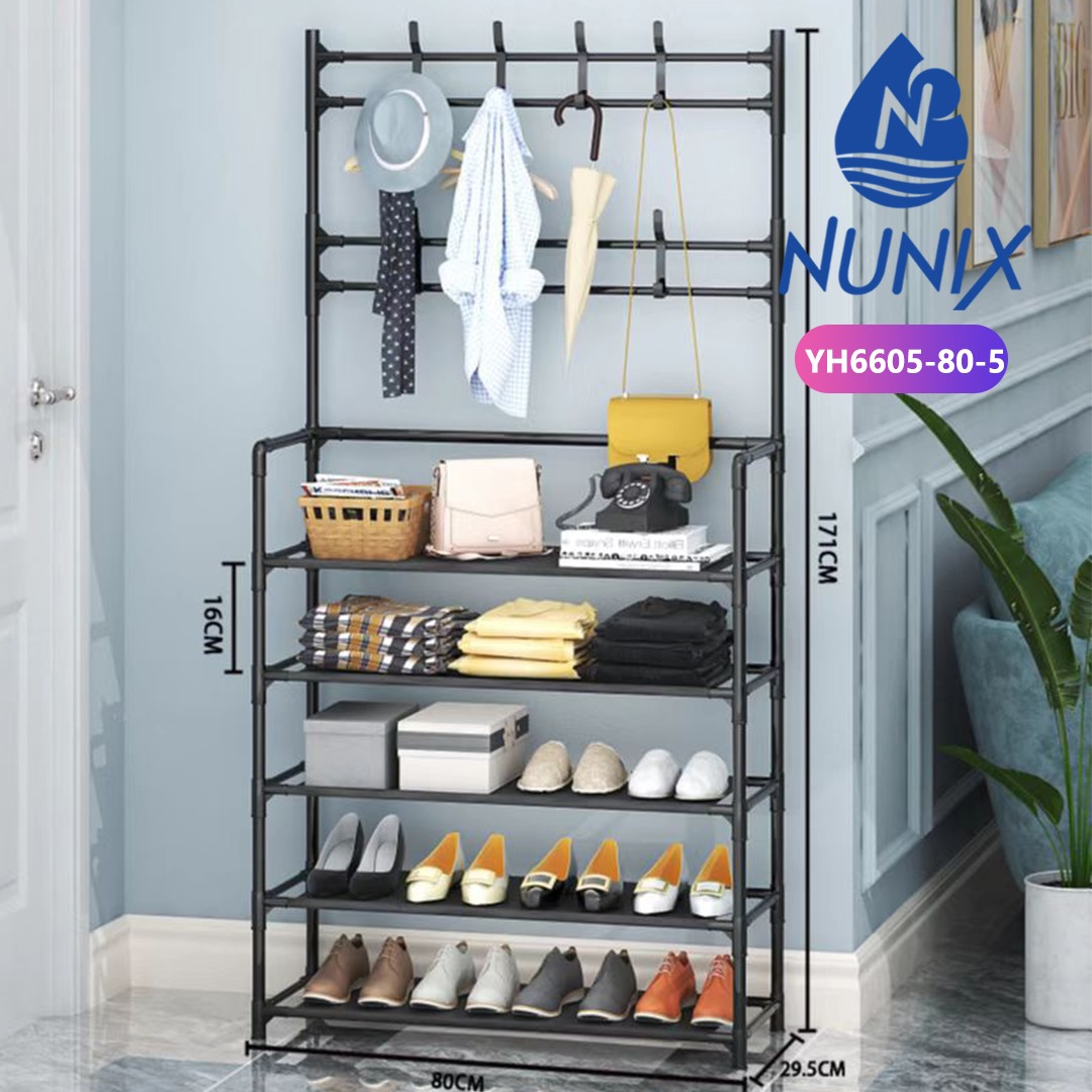 NUNIX 5 LAYER ALL IN ONE SHOE RACK WITH COAT, BAG & CAP HANGERS