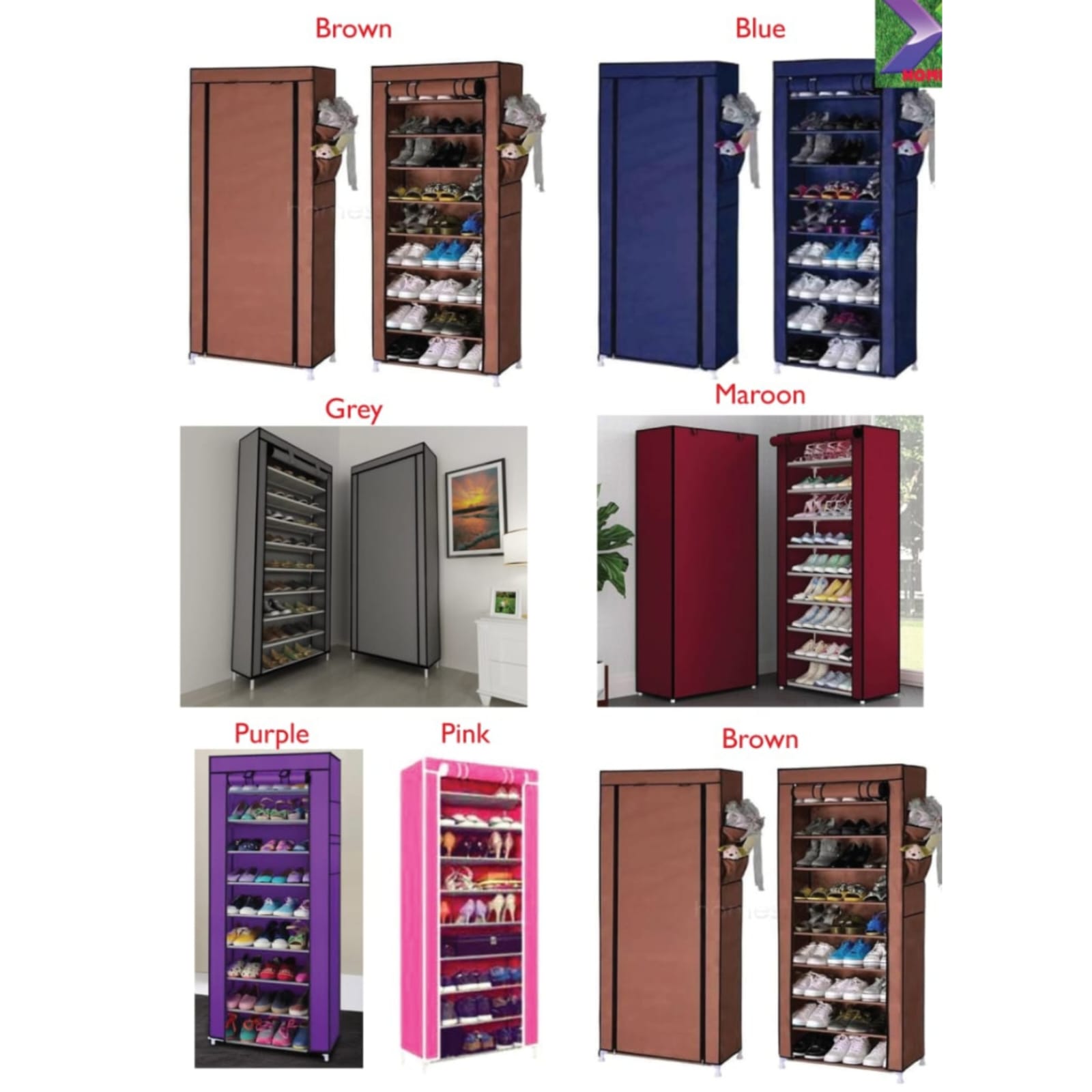 10 LAYER PORTABLE SHOE RACK WITH COVER