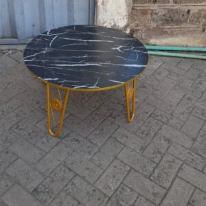 BLACK EXECUTIVE MDF MARBLE EFFECT ROUND COFFEE TABLE