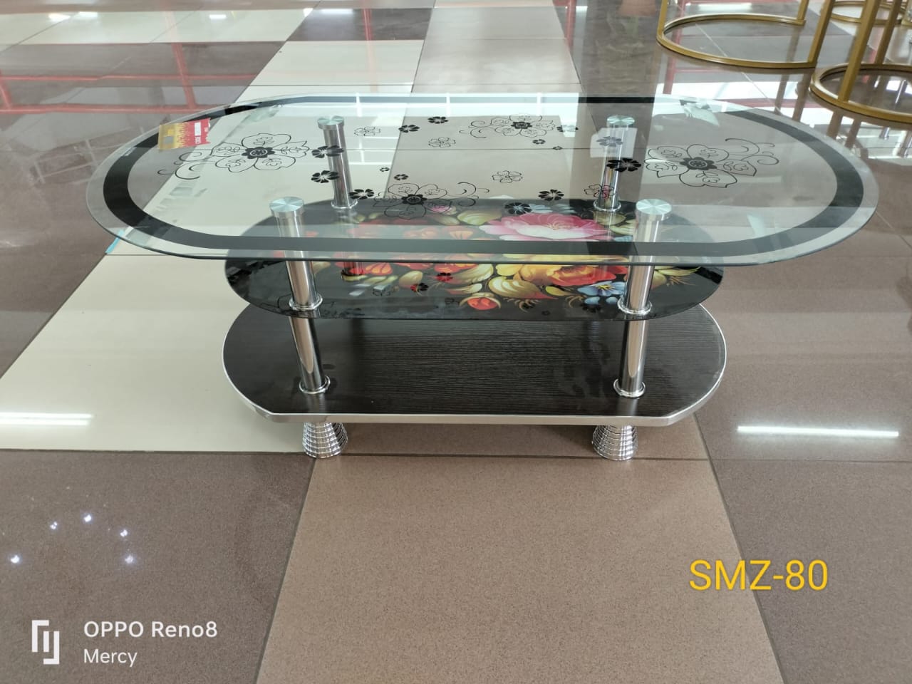 EXECUTIVE GLASS COFFEE TABLE WITH 2 STORAGE SHELVES