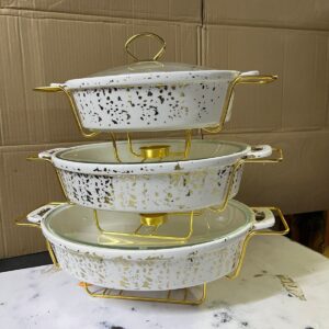 3 PCS CERAMIC CHAFFING DISHES 3.5L , 2.5L & 1.8L