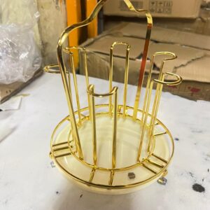 ROUND GOLDEN STAINLESS STEEL GLASS HOLDER