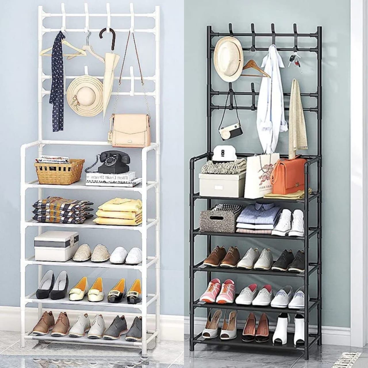 5 TIER PORTABLE STAINLSS STEEL SHOE/HAT RACK
