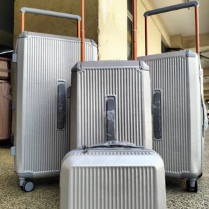 4 IN FASHION PP RUBBER TRAVEL SUITCASES WITH LONG HANDLES