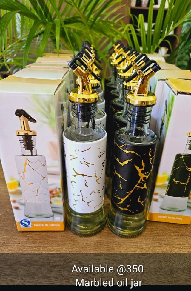 Glass Marble Oil/Vinegar Dispenser Bottle