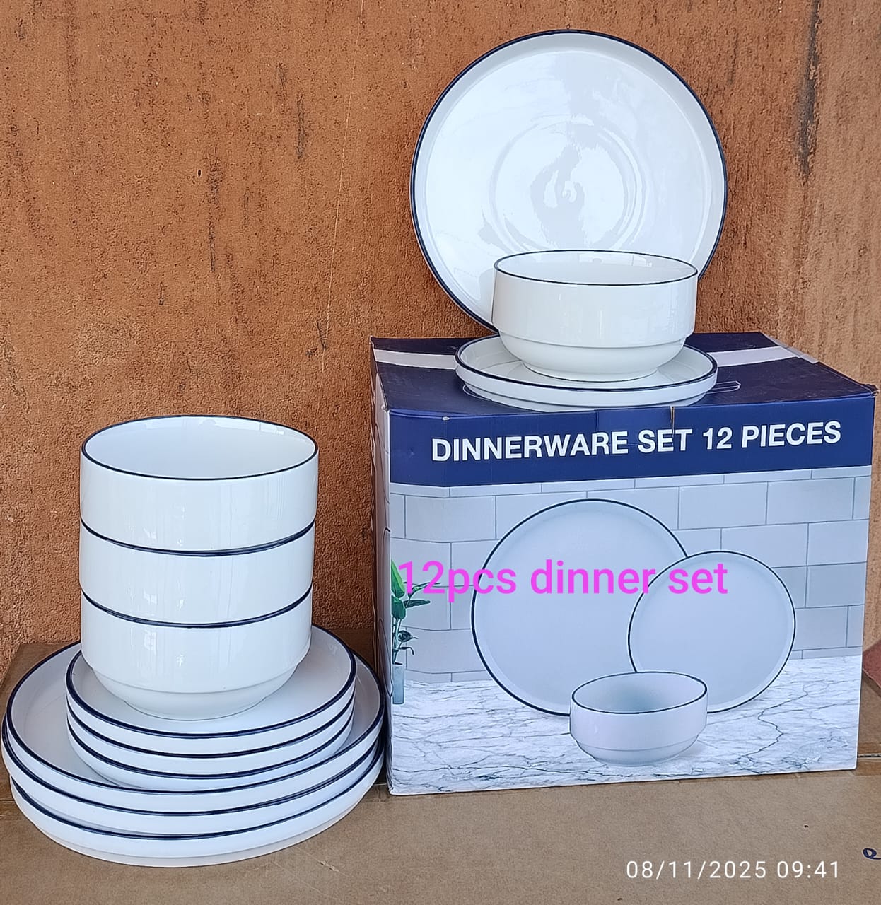 12 PCS WHITE CERAMIC DINNER SET