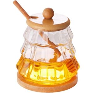Honey Dispenser with Wooden Spoon| Dipper