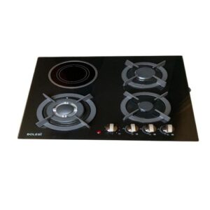 Bolesi 3 Gas + 1 Infrared Electric Hob with Gas Sensor and Wok Burner | Tempered Glass Built-In Cooker