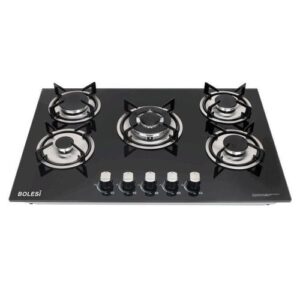 Bolesi 5 Burner Built-In Gas Hob | Tempered Glass Full Gas Cooker for Modern Kitchen
