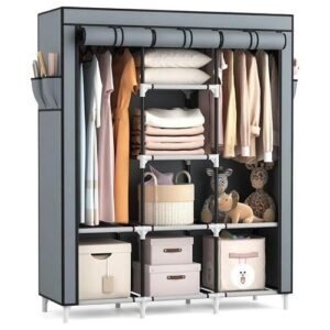 HOMMY 3 Column Metallic Wardrobe - Grey