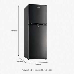 Ecomax 138L Double Door Refrigerator – Dark Silver