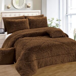 Fluffy Luxury Duvet Set 6x7 King Size - 1 Duvet + 1 Fleece Bedsheet + 2 Pillowcases + 2 Throw Pillowcases