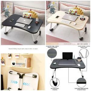 Folding Breakfast & Study Table Laptop Desk – Portable Bed Table for Study, Work & Breakfast (Black & Brown)