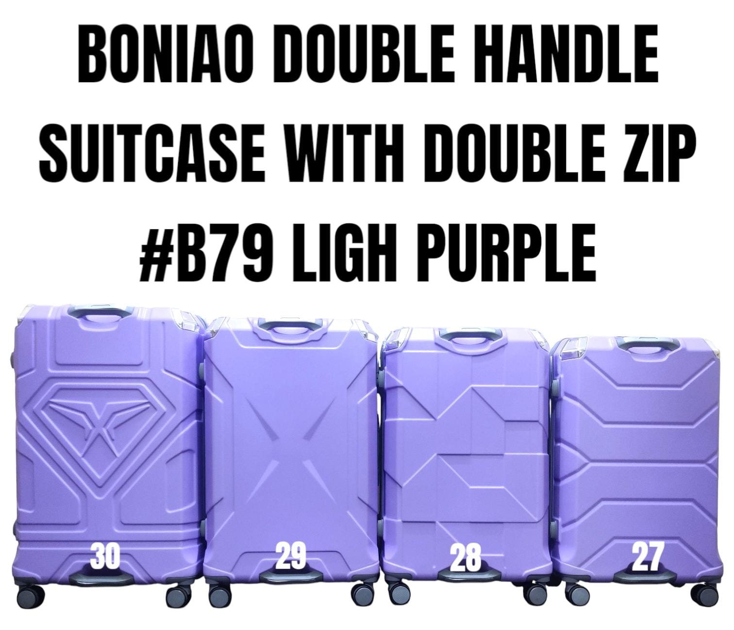 Hard Shell Suitcases| BONIAO B79 3 In 1 Double Handle Fiber Suitcase Set – 30 Inch