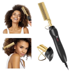 Electric hair straightening and curling hot comb