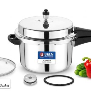 Uken 5L Manual Pressure Cooker with Extra Glass Lid – Durable Heavy Duty Cooking Pot