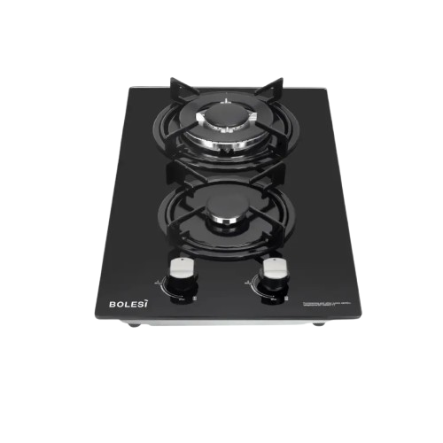 Bolesi 2 Burner Built-In Gas Hob | Tempered Glass Gas Stove for Modern Kitchen