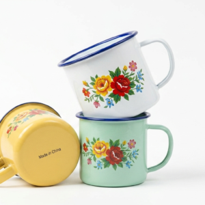 1 Dozen Traditional Enamel Mugs| Mabati Cups with flowers