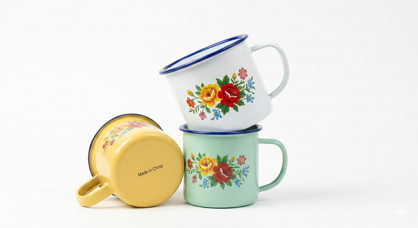 1 Dozen Traditional Enamel Mugs| Mabati Cups with flowers