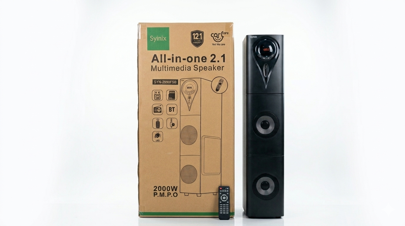 Syinix SYN2890FSB 2.1 Channel Multimedia Speaker System – Powerful Bass Bluetooth Home Audio