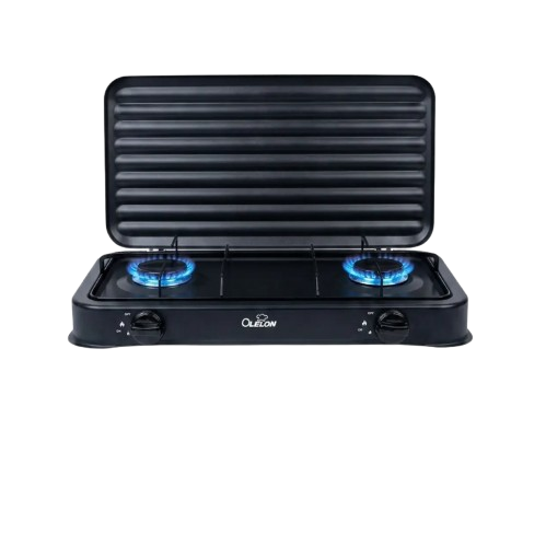 Olelon 2 Burner Gas Stove Cooker with Cover Lid