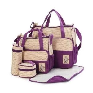 5 in 1 Diaper Bag - Large Capacity Travel Mommy Backpack with Changing Mat & Accessories