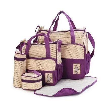 5 in 1 Diaper Bag - Large Capacity Travel Mommy Backpack with Changing Mat & Accessories
