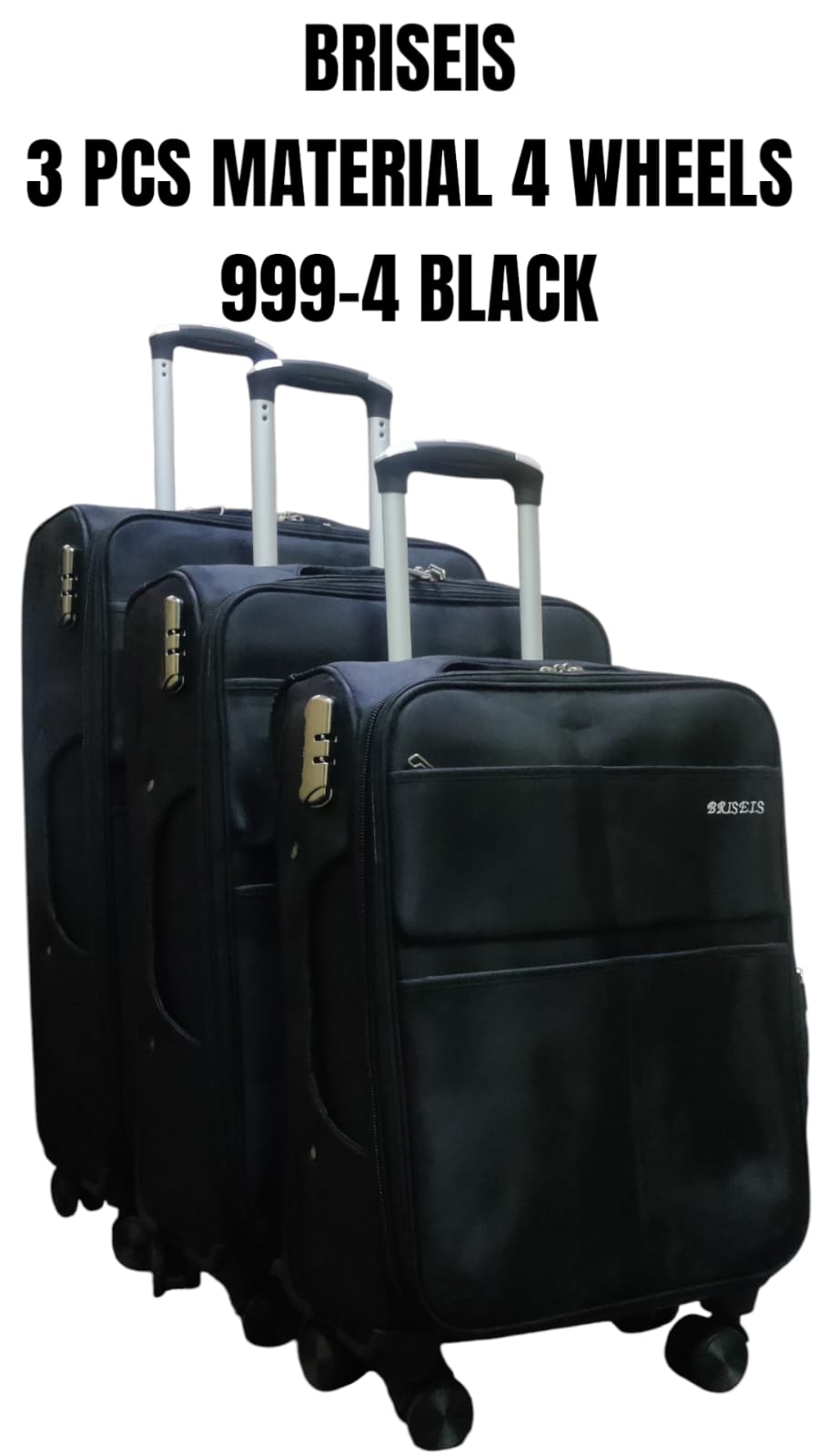 3 in 1 4-Wheeled Fabric Suitcase Set