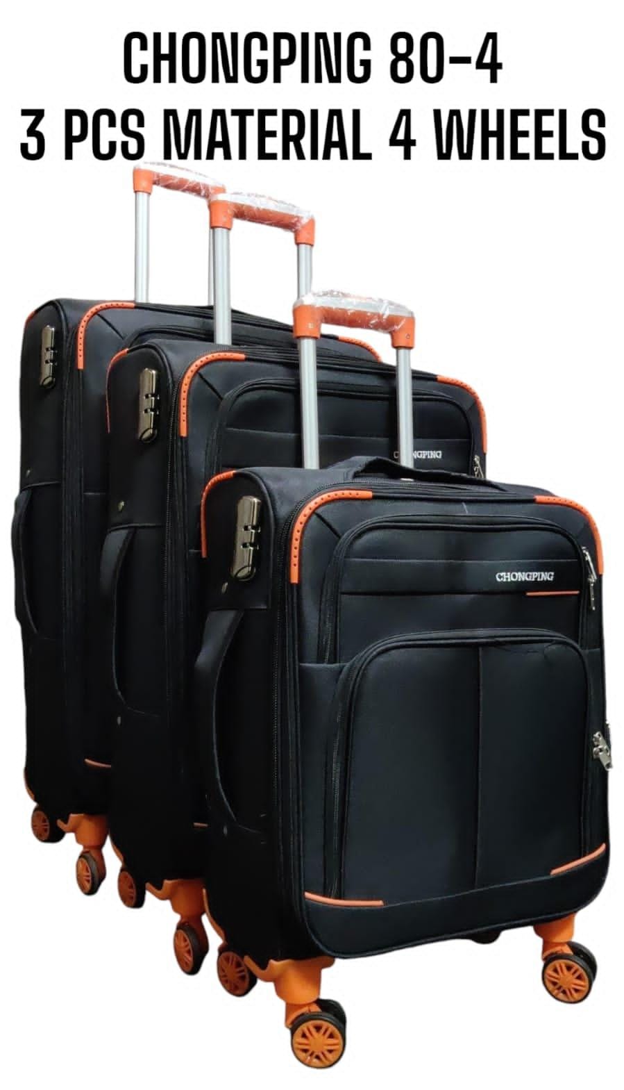 3 in 1 Four-Wheeled Fabric Suitcase Set