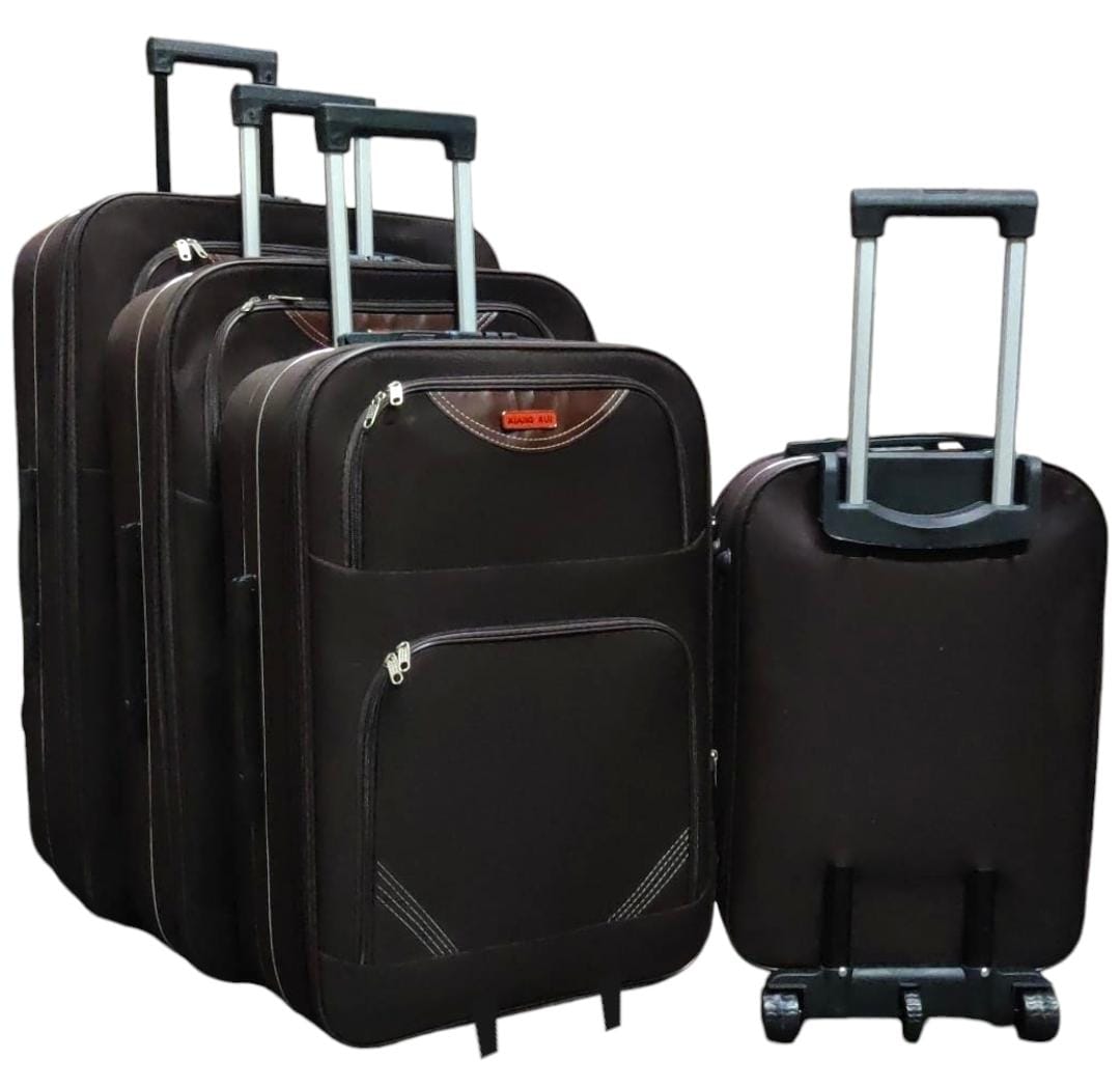 BONIAO 4 Piece Hardbody Fabric Suitcase Set