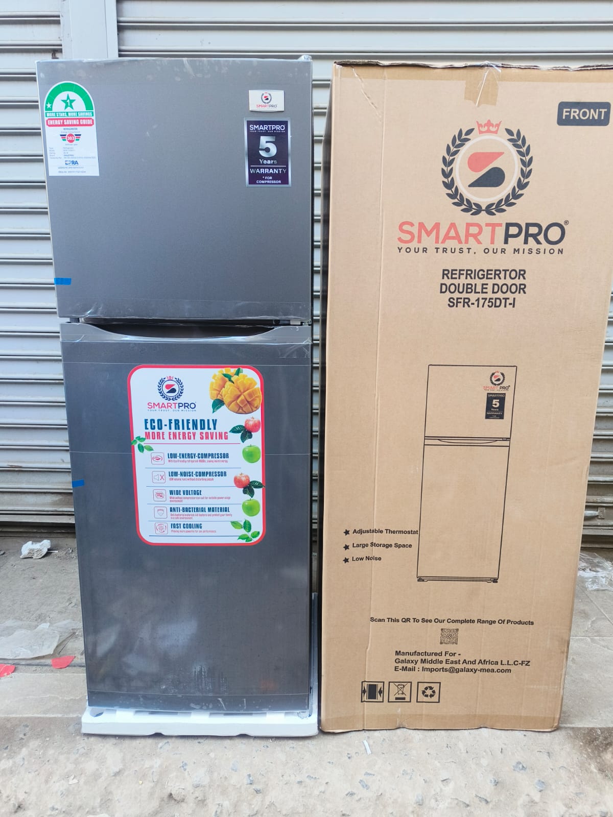 Smart Pro SFR-175-DT-I 138L Double Door Refrigerator Silver - Image 2