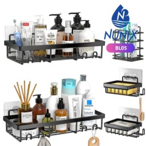 Nunix 5 in 1 Bathroom Corner Shelf Rack – Wall Mounted Storage Organizer
