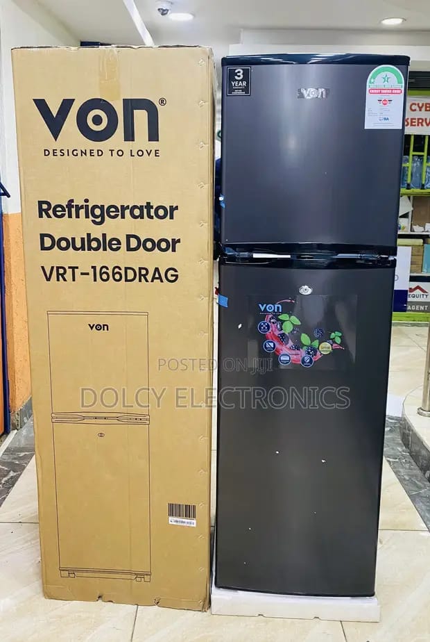 VON 166L Double Door Refrigerator - Energy Efficient Fridge - Image 2