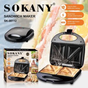 Sokany SK-08112 2 Slice Sandwich Maker – Fast Non-Stick Electric Toastie Maker