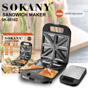 Sokany 4 Slice Sandwich Maker – Fast Non-Stick Electric Grill Toaster