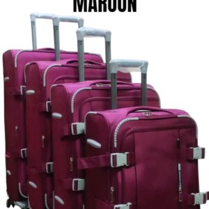4 Piece 4 Wheeled Fabric Suitcases Set – Black, Brown and Maroon