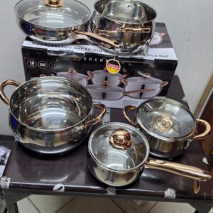 Edenburg EB-2422 10 Piece Gold Stainless Steel Cookware Set