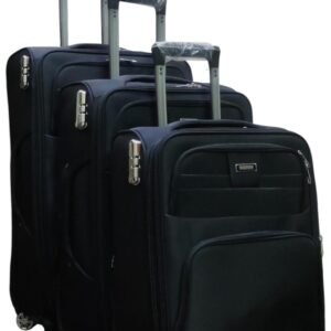 Good Partner 3 Pcs Fabric Suitcase Set – 4 Wheeled Lightweight Travel Luggage