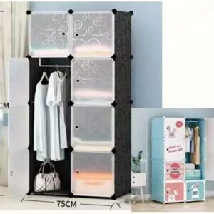 Portable 2 Column 4 Layer Plastic Wardrobe – Space Saving Clothes Storage Organizer