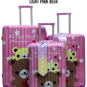 FENGTIANLI 3 Pcs Printed ABS (PC) Hard Shell Suitcase Set – Anti-Theft Double Zip Travel Luggage