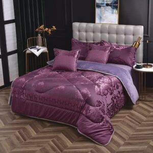 Luxury Silk Duvet Set 6x7 – 6 Piece Bedding Set with Fleece Bedsheet and Throw Pillow Covers