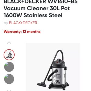 Black+Decker Wet and Dry Vacuum Cleaner 30L – 1610W Powerful Shop and Home Vacuum Cleaner with 5M Cord for Deep Cleaning