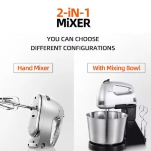 Silver Love Bowl Mixer – Electric Kitchen Stand Mixer with Mixing Bowl for Baking, Whisking & Dough Preparation